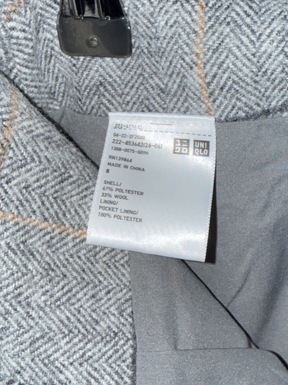 Uniqlo Women's Grey Herringbone Pea Coat - Picture 5 of 6